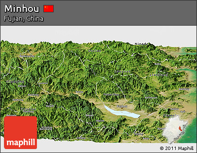 Satellite Panoramic Map of Minhou