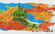 Satellite Panoramic Map of Minhou, political outside