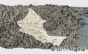 Shaded Relief Panoramic Map of Minhou, darken