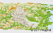 Shaded Relief Panoramic Map of Minhou, physical outside