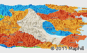 Shaded Relief Panoramic Map of Minhou, political outside