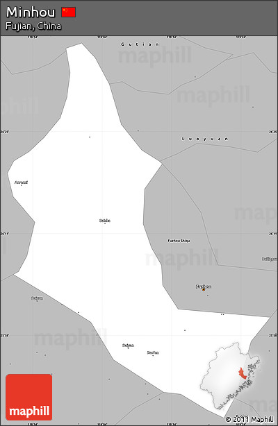 Gray Simple Map of Minhou