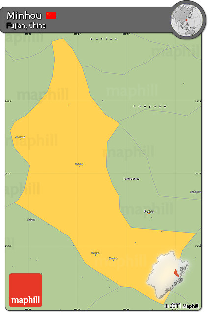 Savanna Style Simple Map of Minhou