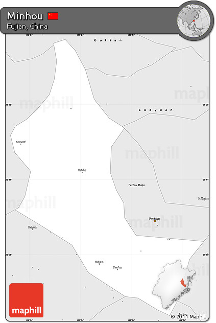 Silver Style Simple Map of Minhou