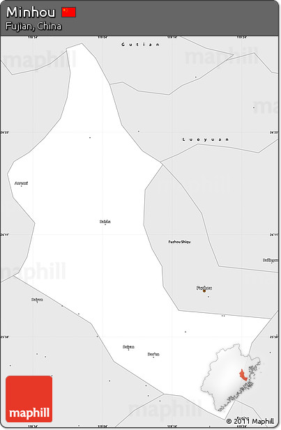 Silver Style Simple Map of Minhou