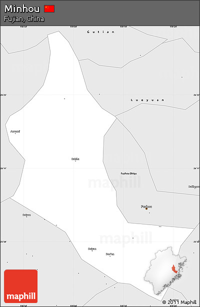 Silver Style Simple Map of Minhou