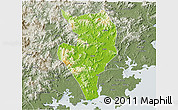 Physical 3D Map of Nanan, semi-desaturated