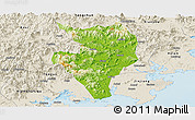 Physical Panoramic Map of Nanan, shaded relief outside
