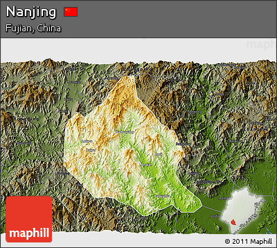 Physical 3D Map of Nanjing, darken