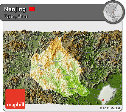 Physical 3D Map of Nanjing, darken