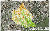 Physical 3D Map of Nanjing, darken, semi-desaturated