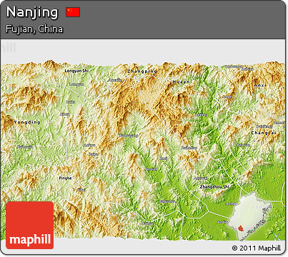 Physical 3D Map of Nanjing