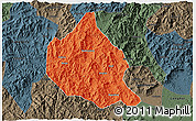 Political 3D Map of Nanjing, darken, semi-desaturated