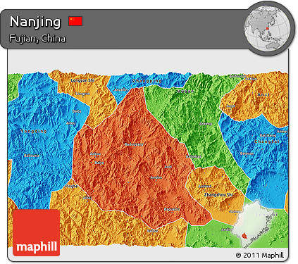 Political 3D Map of Nanjing