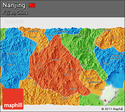 Political 3D Map of Nanjing