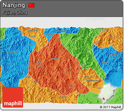 Political 3D Map of Nanjing