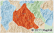 Political 3D Map of Nanjing, lighten