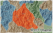 Political 3D Map of Nanjing, semi-desaturated