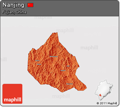Political 3D Map of Nanjing, single color outside