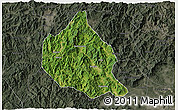 Satellite 3D Map of Nanjing, darken, semi-desaturated