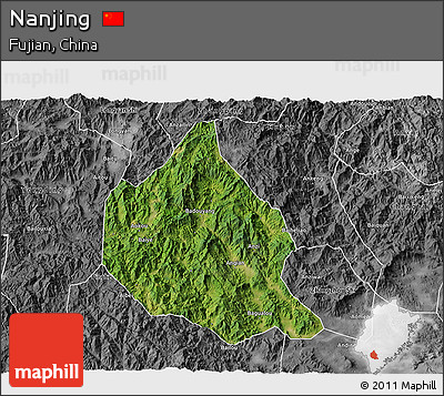 Satellite 3D Map of Nanjing, desaturated