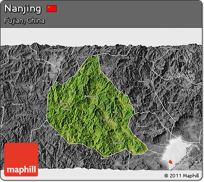 Satellite 3D Map of Nanjing, desaturated