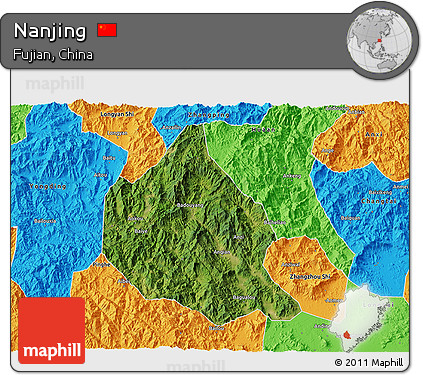 Satellite 3D Map of Nanjing, political outside