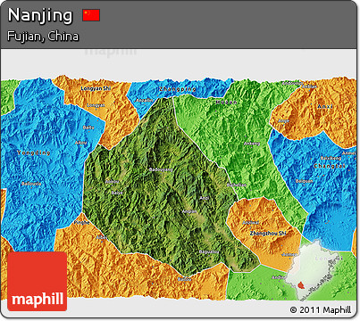Satellite 3D Map of Nanjing, political outside