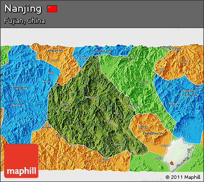 Satellite 3D Map of Nanjing, political outside