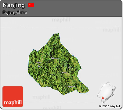 Satellite 3D Map of Nanjing, single color outside