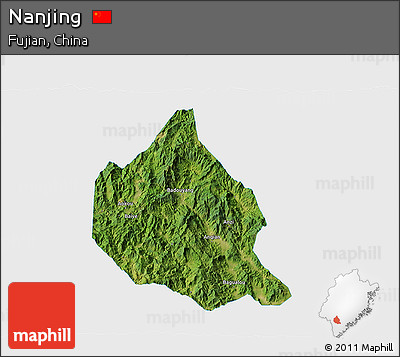 Satellite 3D Map of Nanjing, single color outside