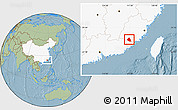 Savanna Style Location Map of Nanjing, highlighted country, hill shading