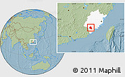 Savanna Style Location Map of Nanjing, highlighted parent region, hill shading