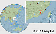 Savanna Style Location Map of Nanjing, hill shading