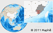 Shaded Relief Location Map of Nanjing, highlighted country, highlighted parent region
