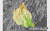 Physical Map of Nanjing, darken, desaturated
