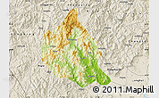 Physical Map of Nanjing, shaded relief outside