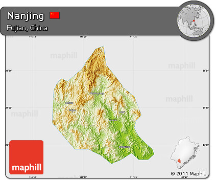 Physical Map of Nanjing, single color outside