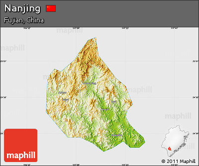 Physical Map of Nanjing, single color outside