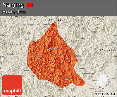Political Map of Nanjing, shaded relief outside