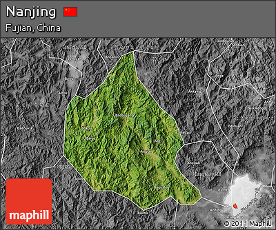 Satellite Map of Nanjing, desaturated