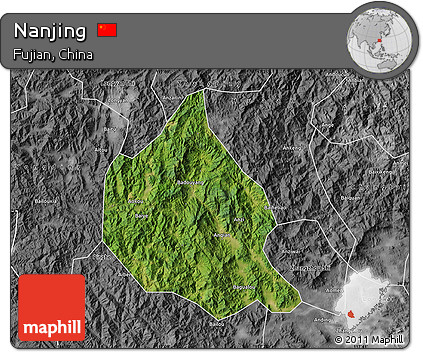 Satellite Map of Nanjing, desaturated