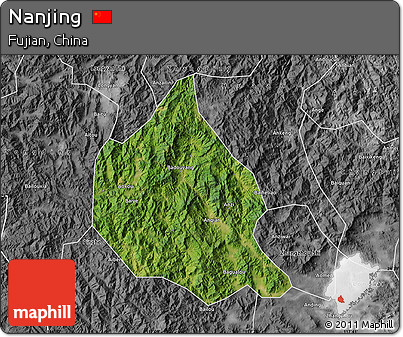 Satellite Map of Nanjing, desaturated