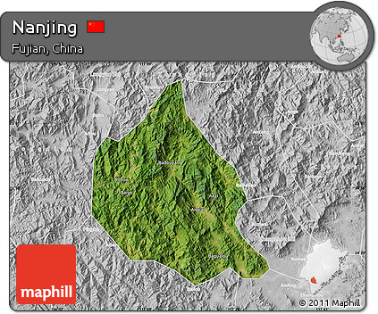 Satellite Map of Nanjing, lighten, desaturated