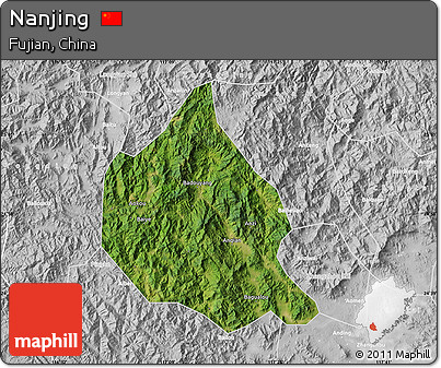 Satellite Map of Nanjing, lighten, desaturated