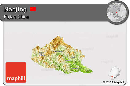 Physical Panoramic Map of Nanjing, cropped outside