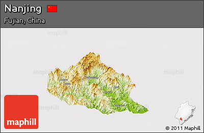 Physical Panoramic Map of Nanjing, cropped outside