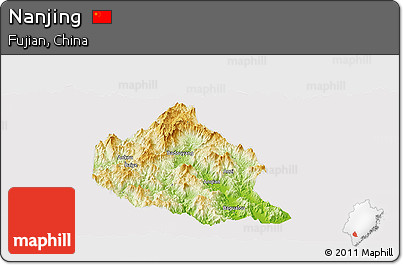 Physical Panoramic Map of Nanjing, cropped outside