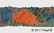 Political Panoramic Map of Nanjing, darken, semi-desaturated
