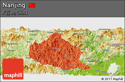 Political Panoramic Map of Nanjing, physical outside